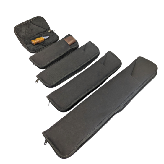 Artisan Essentials Knife Cases in sizes ranging from 6" to 18". Features a soft padded internal, zip-around for secure closure and outer slip pocket for your sheath.