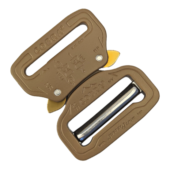 Cobra® Adjustable Quick Release Buckle 38mm (1 1/2") Coyote Brown - the safest, most finely crafted, and strongest load bearing buckle available anywhere