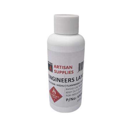 Engineers Layout Ink Blue is a dye-based marking paint ideal for marking on hard surfaces such as metal and glass.