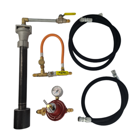 Gas Forge Large Burner with Heavy Duty Hose, Idler/Bypass Valve and Regulator 65mj/hr- POL