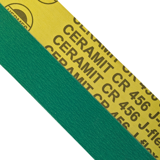 Hermes Ceramic J-Flex Belt 2 x 96" (50 x 2440mm). Features J-Flex cotton backing, hard and sharp ceramic abrasive grain and temperature reducing coating.