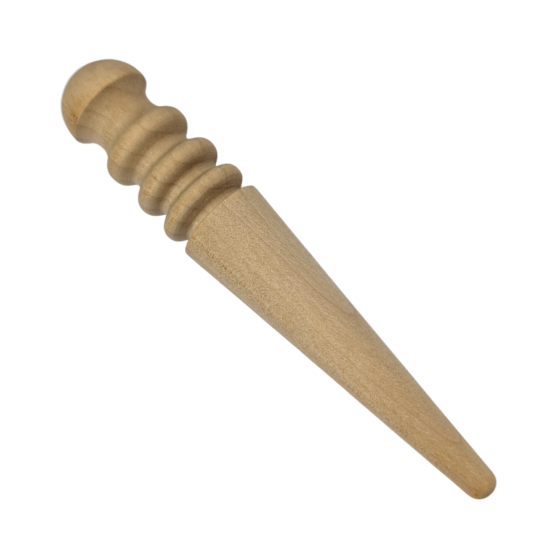 The Artisan Essentials Multi-Size Wooden Slicker is used to burnishing the edges of your leather to a shiny finish