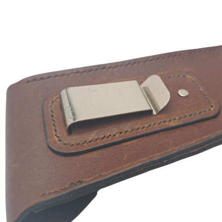 Example of a Spring Belt Clip installed in a leather glasses case.
