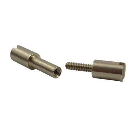 3/16" nickel silver corby bolt unscrewed showing the male and female halves
