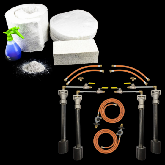 Extra Large Gas Forge Refractory Kit with Four Large Burners 260mj/hr - POL