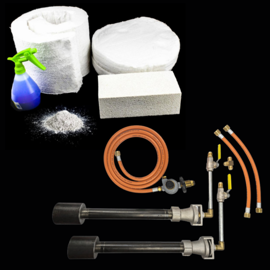 Large Gas Forge Refractory Kit with Two Large Burners 130mj/hr - POL