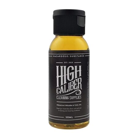 50 ml bottle of high caliber cleaning supplies premium firearm and tool oil