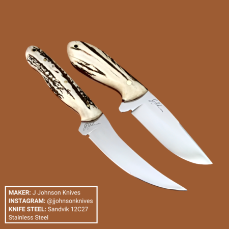 Knives featuring Sandvick 12C27 Stainless Steel. Made by J Johnson Knives.