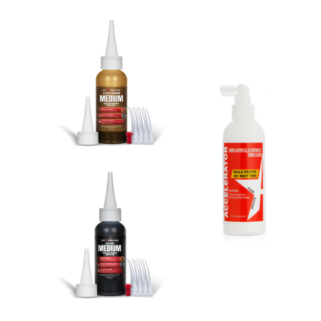 Starbond Coloured Medium CA Glue & Accelerator Bundle. Available in Bundles of Black and Brown!