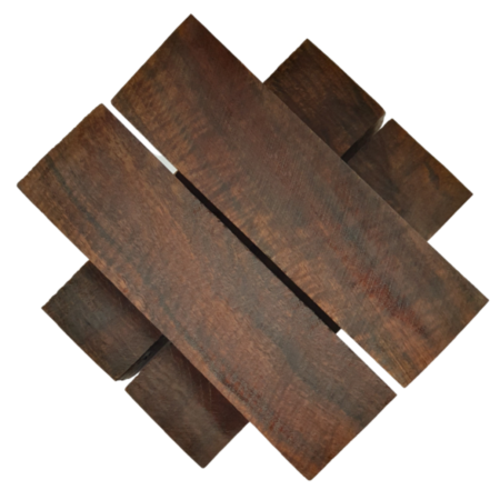 Four reddish brown coloured ringed Gidgee Handle Blocks with tight figured grain.