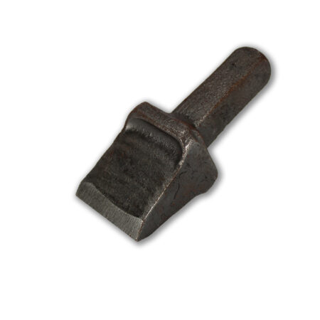 Heat-treated forged steel shaped and hardened into a soft point with a extruded pin for insertion into a anvil.
