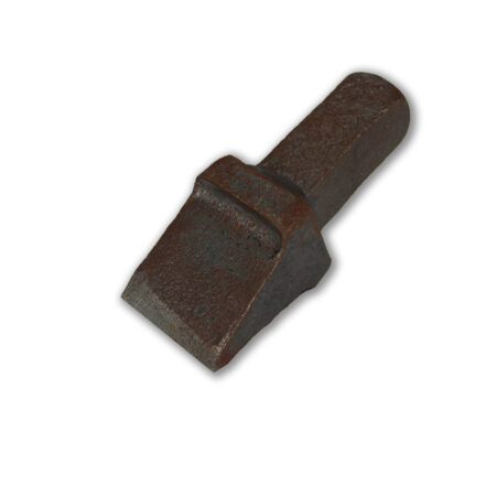 Heat-treated forged steel shaped and hardened into a soft point with a extruded pin for insertion into a anvil.