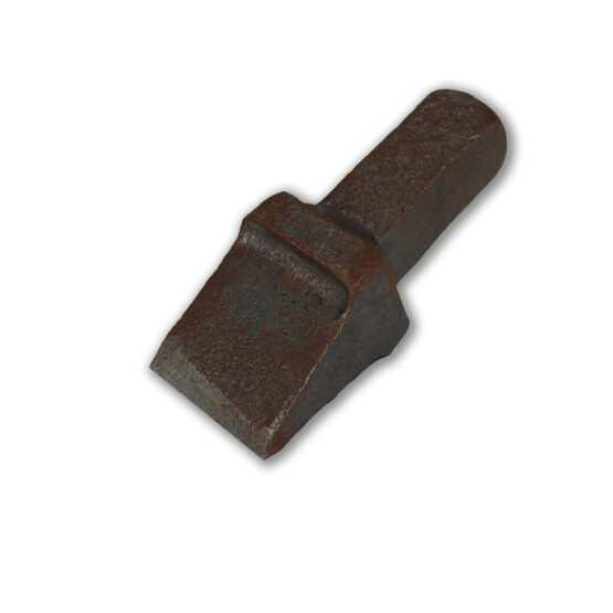 Heat-treated forged steel shaped and hardened into a soft point with a extruded pin for insertion into a anvil.