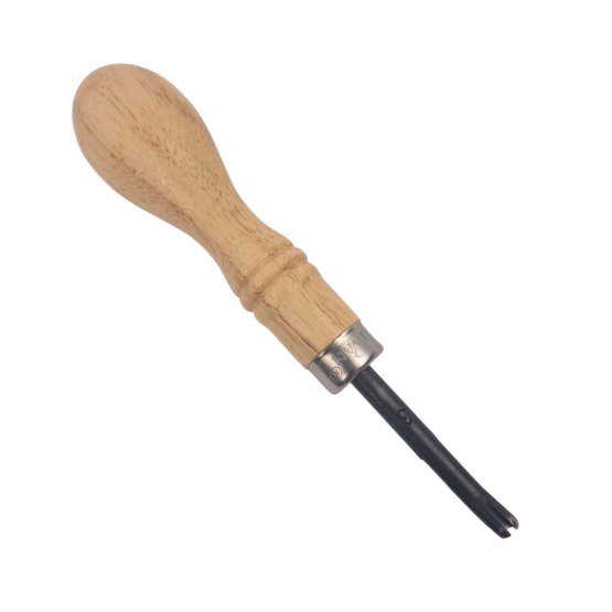 Artisan Essentials Keen Edge Beveler #3 (3mm). Excellent for trimming the square edges off long, straight pieces of leather, allowing for rounder edges when sanded and burnished.