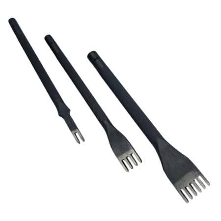 Kyoshin Elle European Style Stitching Chisel 3mm. Create evenly spaced flat slanted stitiching hole. Available in 2, 4 and 6 prong