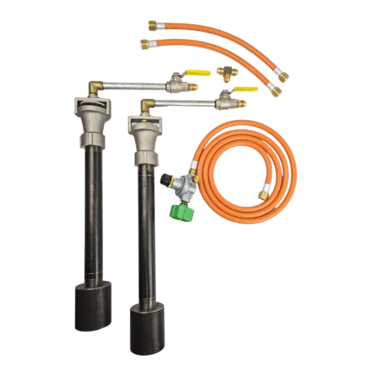 Gas Forge Dual Large Burner Set with Hose and Regulator 130mj/hr - LCC