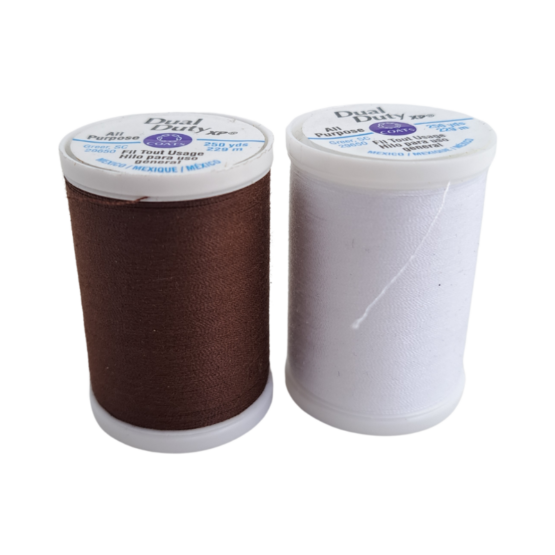Coats Dual Duty XP Heavy Thread 229m (250yds) is an all purpose thread that is 100% polyester and is strong and smooth. Available in Brown and White