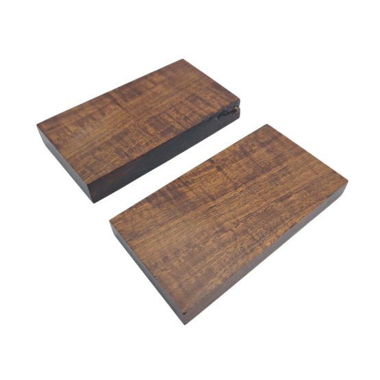 Stabilised Gidgee Folding Knife Scales *548. Each scale measures approximately 78 x 42 x 9 mm.