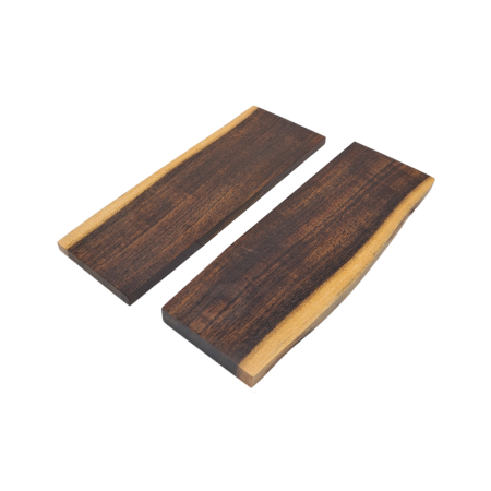 Yandiwa Stabilised Gidgee Folding Knife Scales *B015. Each scale measures approximately 110 x 37 x 5 mm.