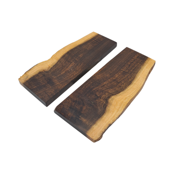 yandiwa-stabilised-gidgee-folding-knife-scales-b016 Yandiwa Stabilised Gidgee Folding Knife Scales *B016. Each scale measures approximately 100 x 33 x 5 mm.