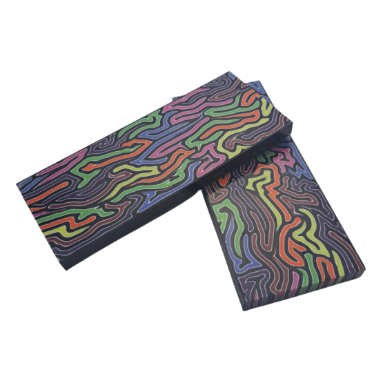 G10 Damascus Handle Scales Multicoloured Gummy Worm Pattern