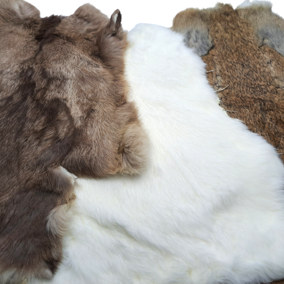 rabbit-skins Rabbit Skins. Available in White and Assorted Natural Colours/Patterns