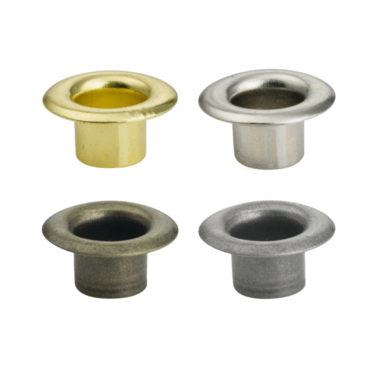 1-4-eyelets-100-pack 1/4" Eyelets 100 Pack. Available in 4 Finishes: Brass, Nickel, Antique Brass, and Antique Nickel